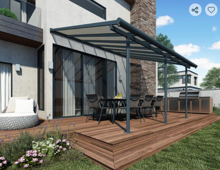 Sierra 10 ft. x 30 ft. Patio Cover Kit - Grey, Clear Twin wall