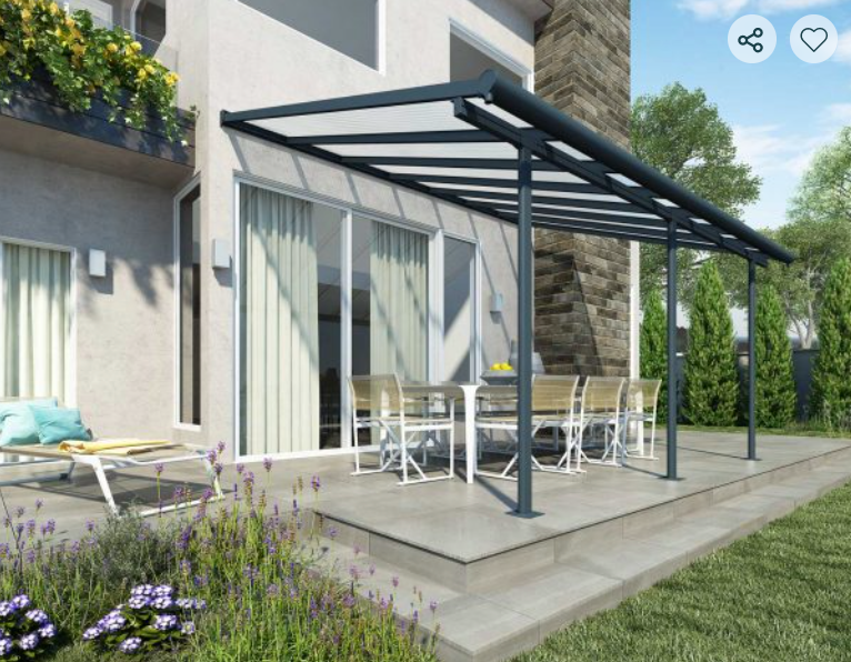 Sierra 10 ft. x 24 ft. Patio Cover Kit - Grey, Clear Twin wall