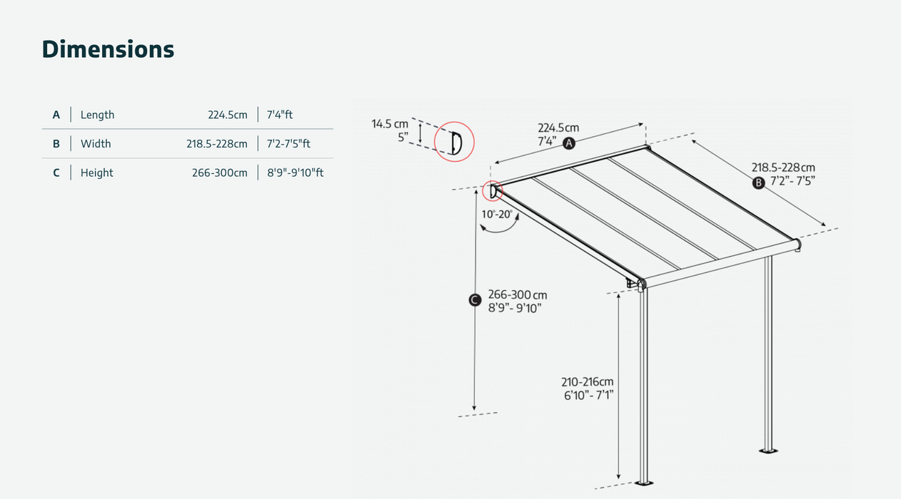 Sierra 10 ft. x 10 ft. Patio Cover Kit - Grey, Clear Twin wall
