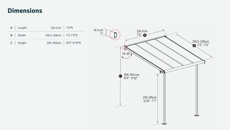Sierra 10 ft. x 10 ft. Patio Cover Kit - White, Clear Twin wall
