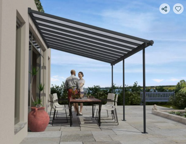 Sierra 10 ft. x 18 ft. Patio Cover Kit - Grey, Clear Twin wall