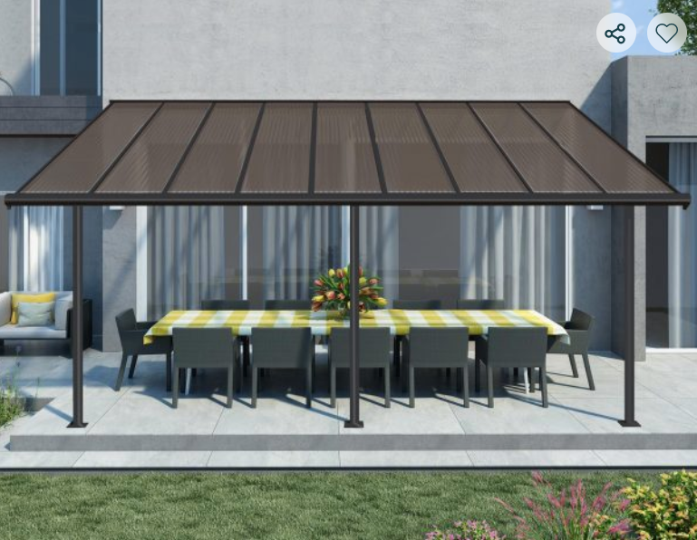 Sierra 10 ft. x 20 ft. Patio Cover Kit - Grey, Clear Twin wall