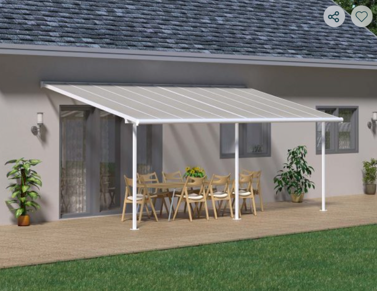 Sierra 10 ft. x 20 ft. Patio Cover Kit - White, Clear Multi wall