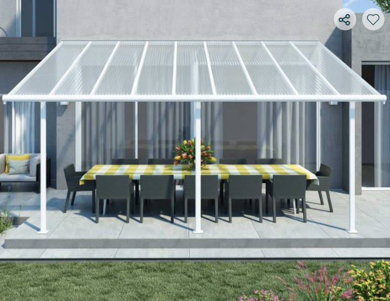 Sierra 10 ft. x 18 ft. Patio Cover Kit - White, Clear Twin wall