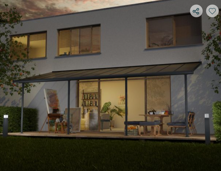 Sierra 10 ft. x 30 ft. Patio Cover Kit - Grey, Clear Twin wall