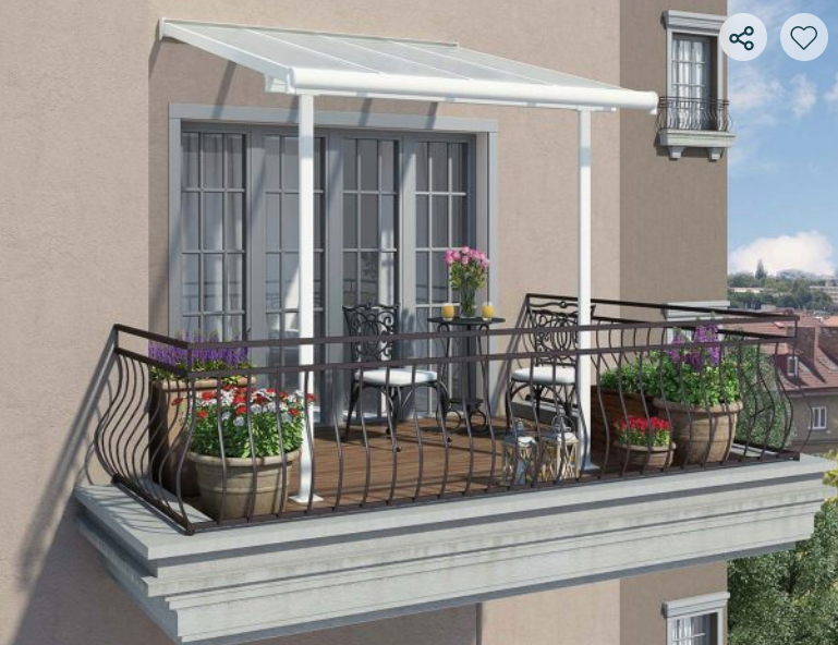 Patio Cover Sierra 7 ft. x 7 ft Kit - Grey, Clear Twin wall