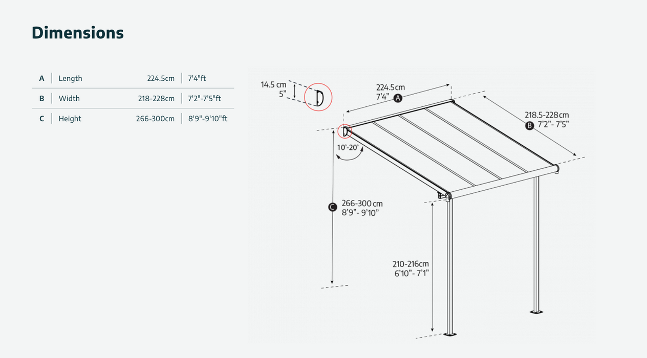 Sierra 7 ft. x 7 ft. Patio Cover Kit x 7 ft. - White, Clear Twin wall