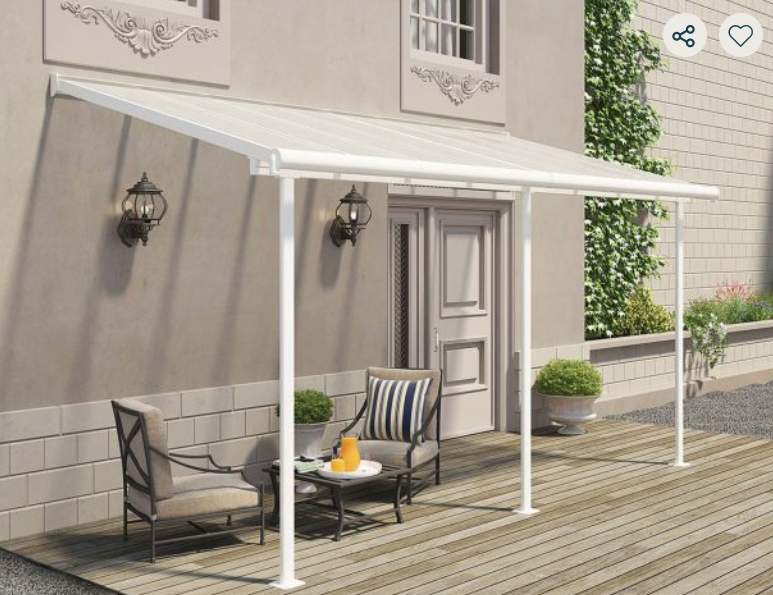 Sierra 7 ft. x 15 ft. Patio Cover Kit - White, Clear Twin wall