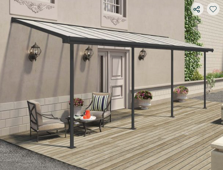 Sierra 7 ft. x 22 ft. Patio Cover Kit - Grey, Clear Twin wall