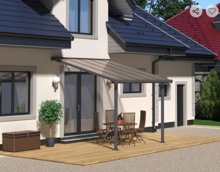 Olympia 10 ft. x 10 ft. Patio Cover Kit - Grey, Clear Twin wall