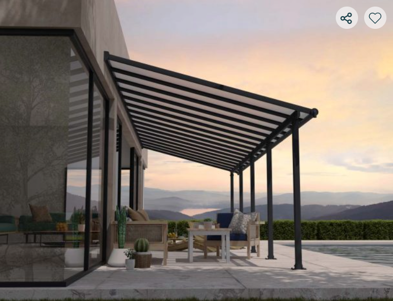 Olympia 10 ft. x 30 ft.Patio Cover Kit - Grey, Clear Twin wall