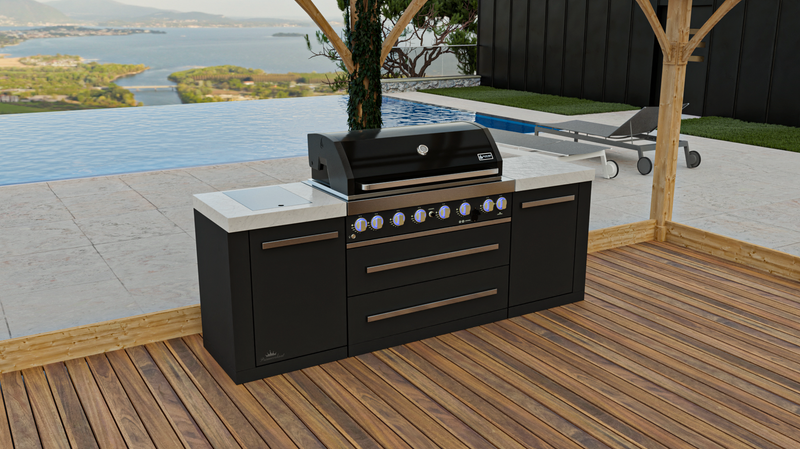 Mont Alpi Outdoor kitchen Black 6 Burner, and Weather Cover - 2.4m