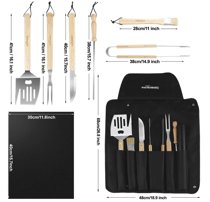 Grill Accessories BBQ Tools Set, 10 Pieces Stainless Steel Grilling Kits