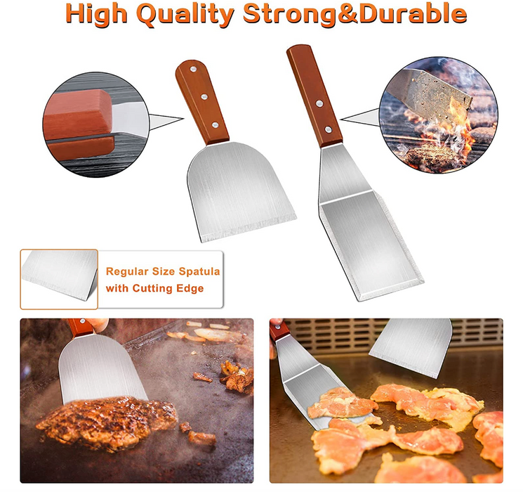 Grill Griddle Accessories Kit - 9Pcs Professional Heavy Duty Stainless Steel