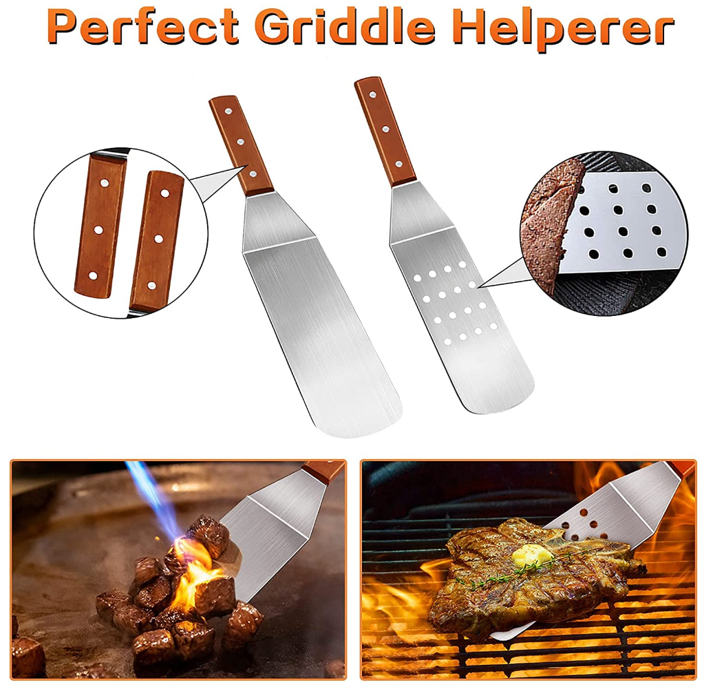 Grill Griddle Accessories Kit - 9Pcs Professional Heavy Duty Stainless Steel