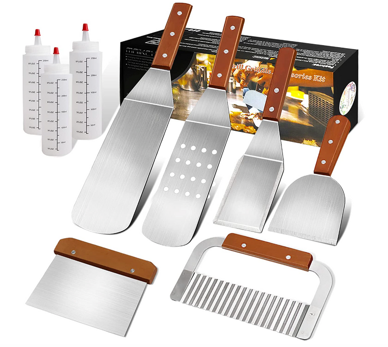 Grill Griddle Accessories Kit - 9Pcs Professional Heavy Duty Stainless Steel