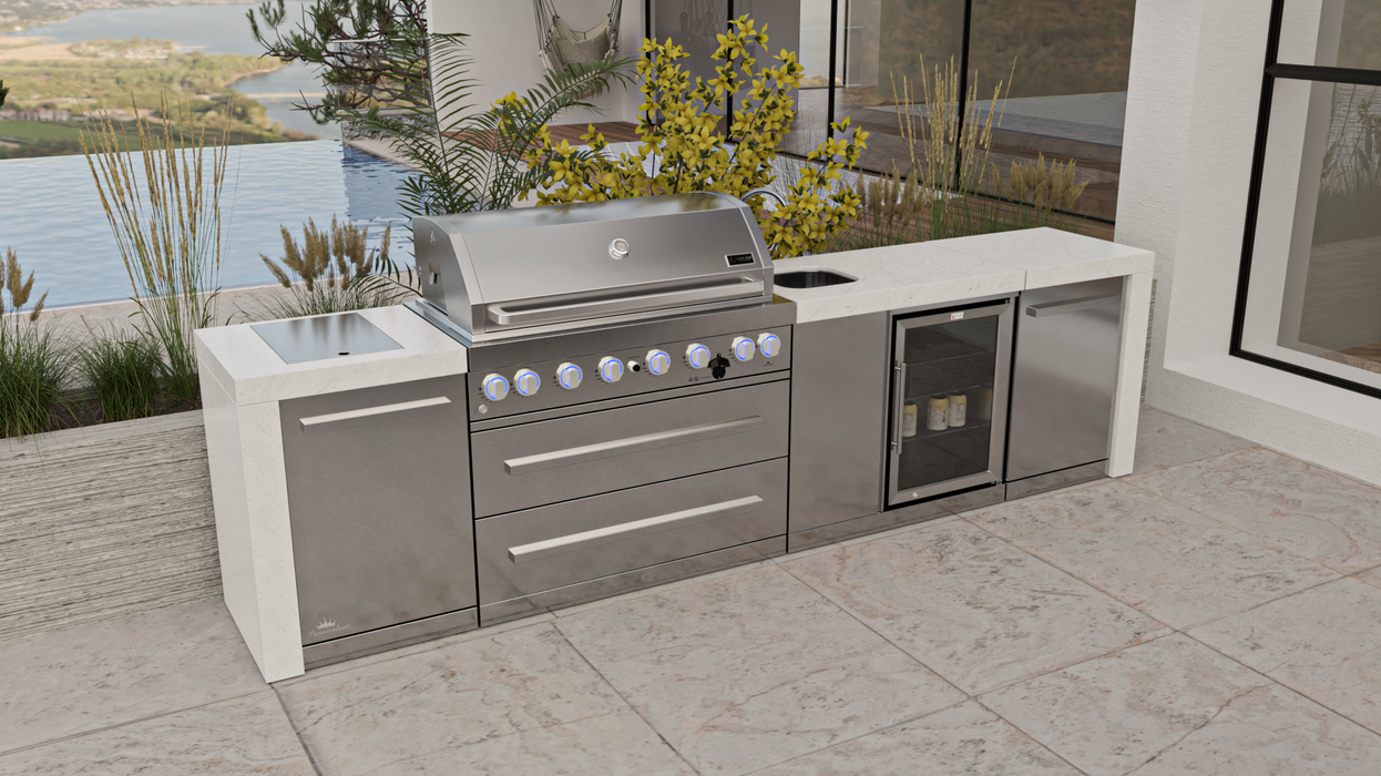 MONT ALPI 6-BURNER DELUXE ISLAND WITH A BEVERAGE CENTER+ COVER - 3.4M