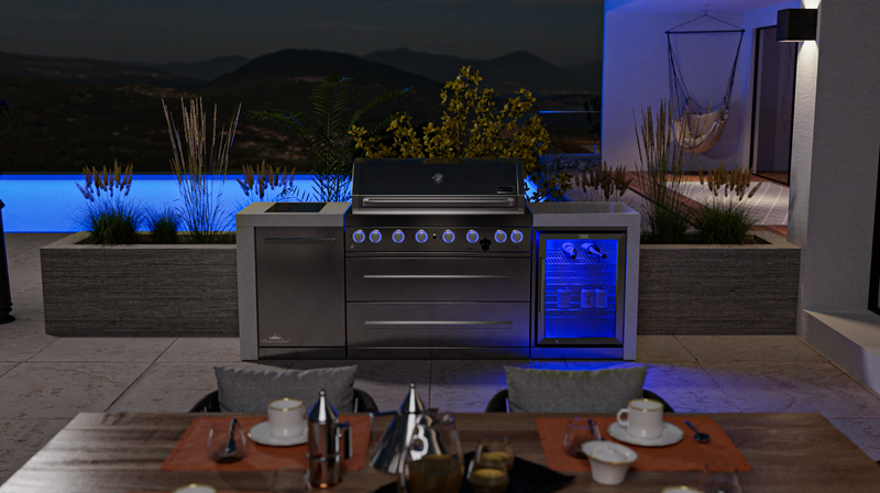 Mont Alpi Outdoor kitchen 6 Burner, Fridge and Weather Cover - 2.4m