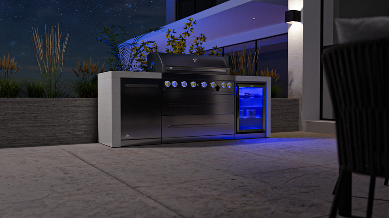 Mont Alpi Outdoor kitchen 6 Burner, Fridge and Weather Cover - 2.4m