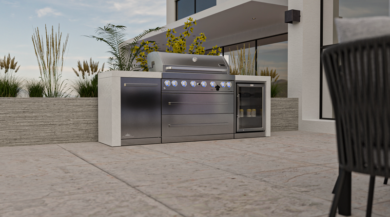 Mont Alpi Outdoor kitchen 6 Burner, Fridge and Weather Cover - 2.4m
