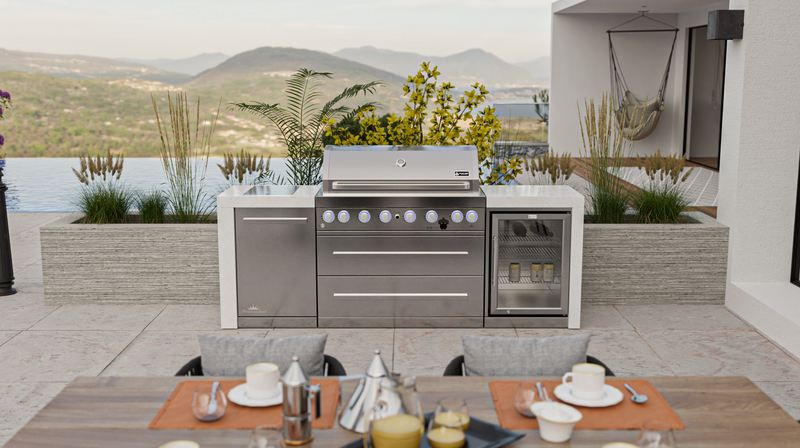 Mont Alpi Outdoor kitchen 6 Burner, Fridge and Weather Cover - 2.4m