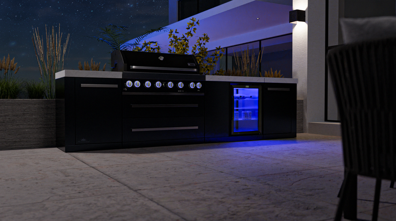 Mont Alpi Outdoor kitchen Black 6 Burner, Fridge, Sink and Weather Cover - 3.4m