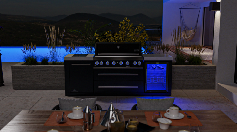 Mont Alpi Outdoor kitchen Black 6 Burner, Fridge and Weather Cover - 2.4m