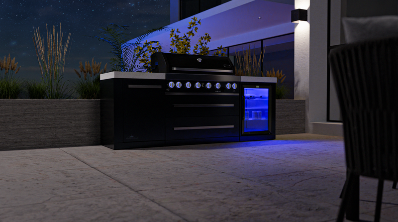 Mont Alpi Outdoor kitchen Black 6 Burner, Fridge and Weather Cover - 2.4m