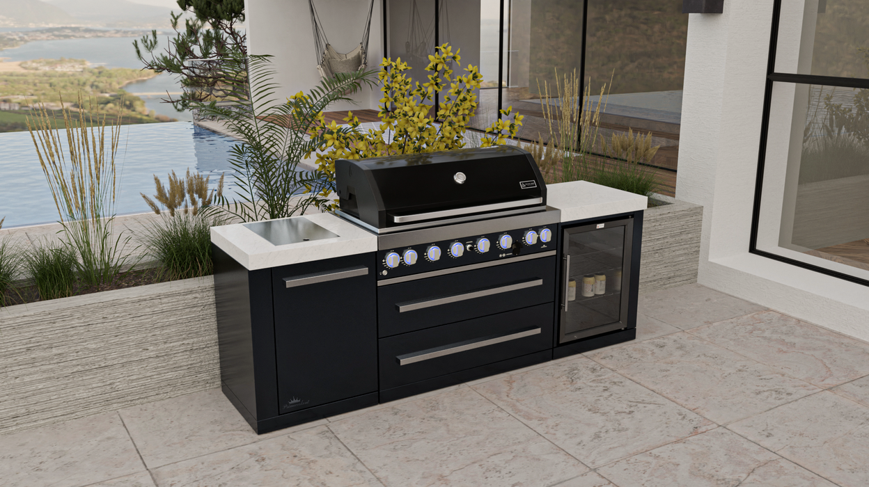 Mont Alpi Outdoor kitchen 805 Black Stainless Steel Island with a Fridge Cabinet MAi805-BSSFC + COVER - 2.4M