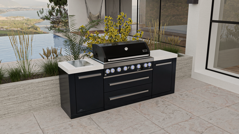 Mont Alpi Outdoor kitchen Black 6 Burner, and Weather Cover - 2.4m