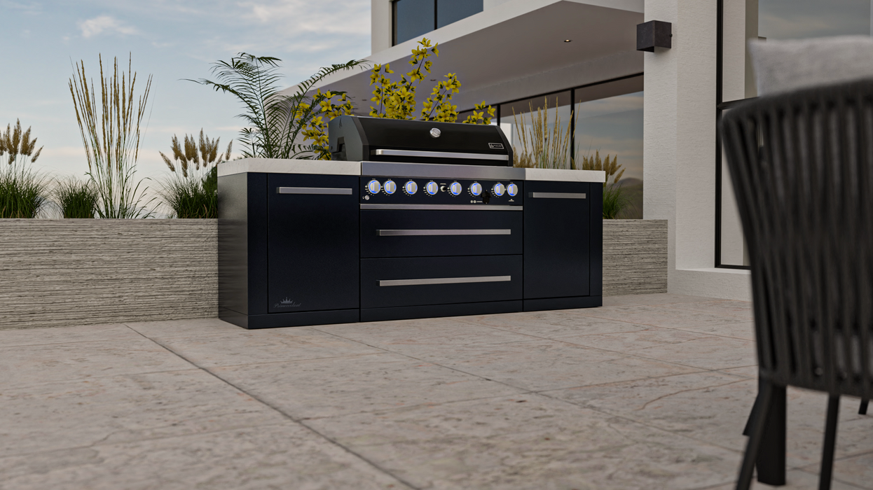 MONT ALPI 805 BLACK STAINLESS STEEL ISLAND + COVER 2.4M