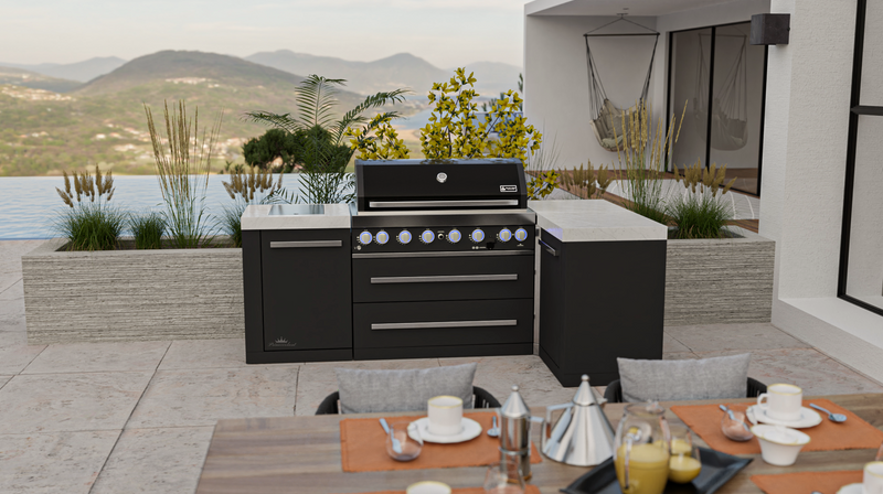 Mont Alpi Outdoor kitchen Black 6 Burner and Weather Cover - 2.4m