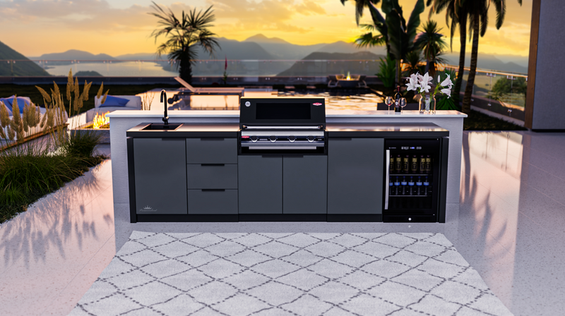 Cabinex Premium Outdoor Kitchen With Signature S3000E 4 Burner BBQ Black