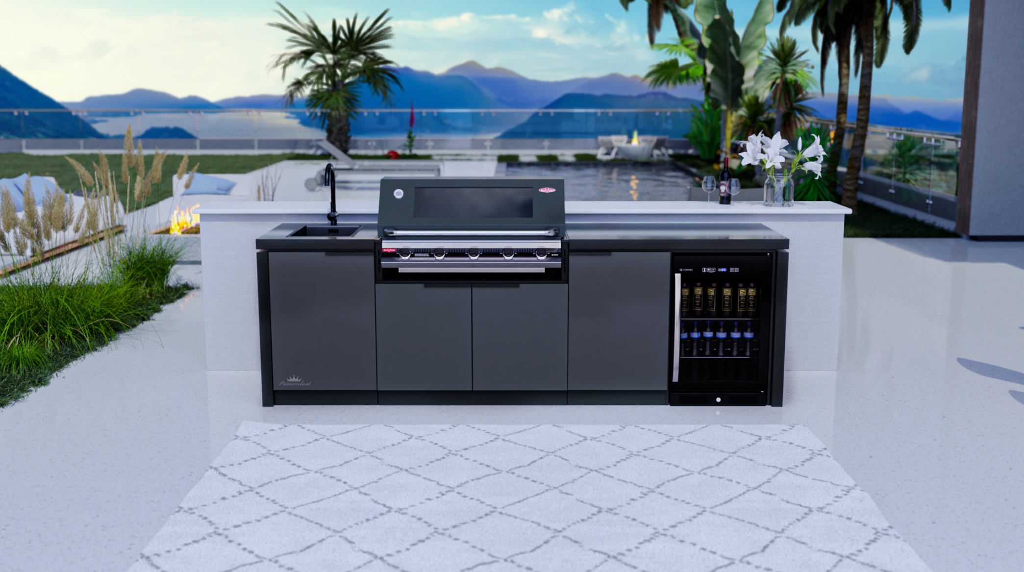 Cabinex Classic Outdoor Kitchen With Signature S3000E 5 Burner BBQ Black