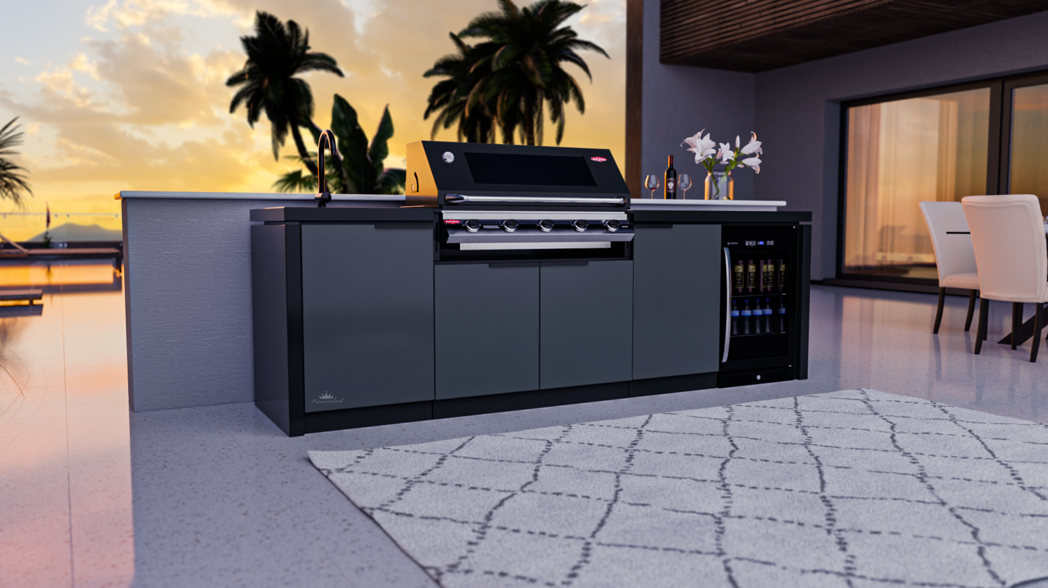 Cabinex Classic Outdoor Kitchen With Signature S3000E 5 Burner BBQ Black