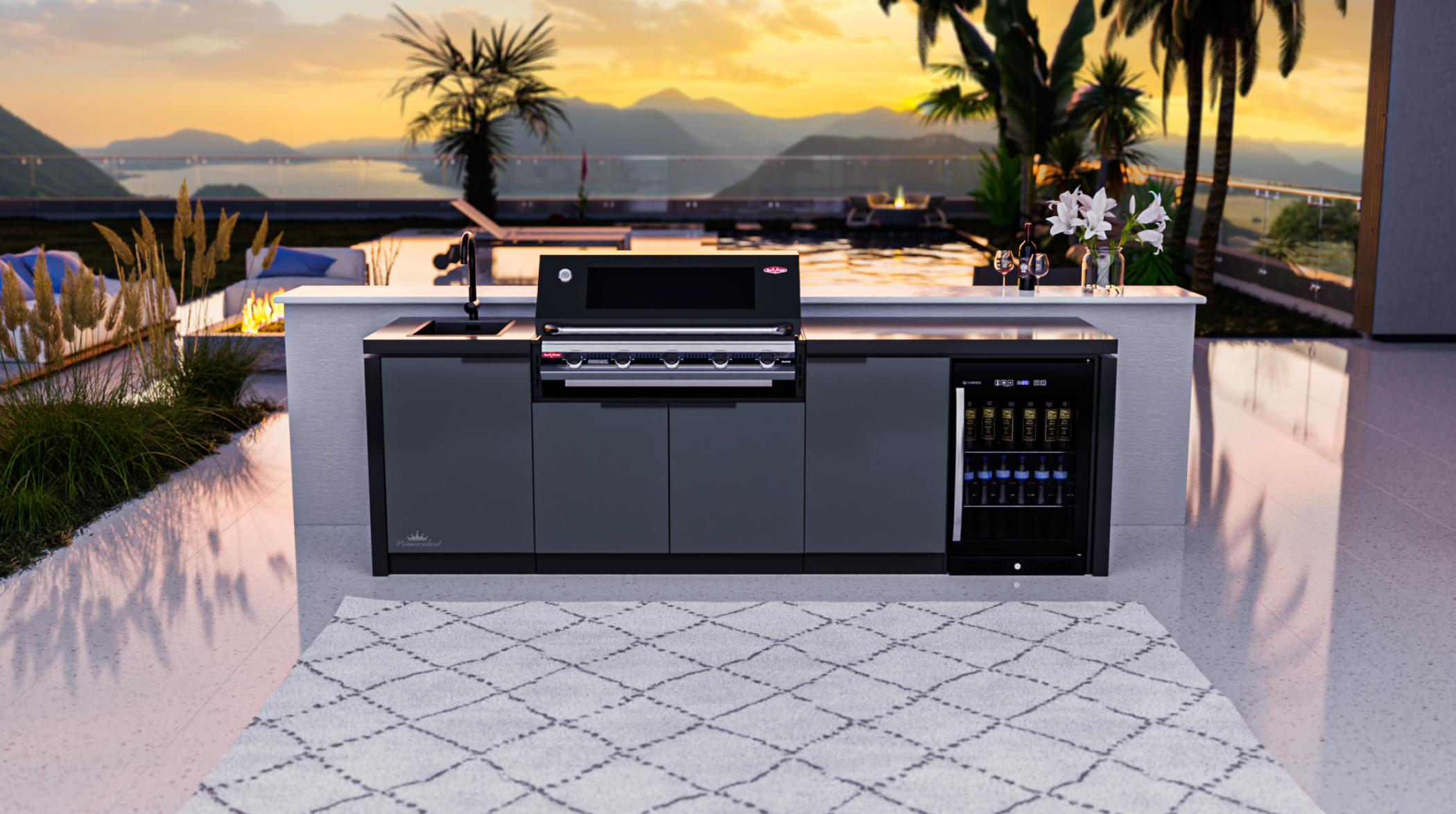 Cabinex Classic Outdoor Kitchen With Signature S3000E 5 Burner BBQ Black