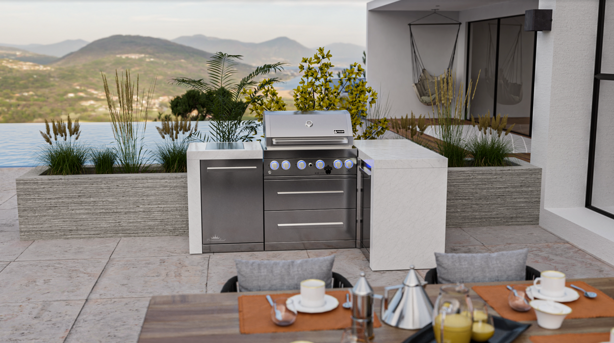 Mont Alpi 4-burner Deluxe Island with a 90-Degree Corner + Cover - 2.1M