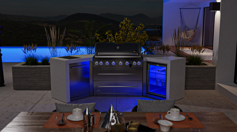 Mont Alpi Outdoor kitchen 6 Burner, Fridge and Weather Cover 2.8m