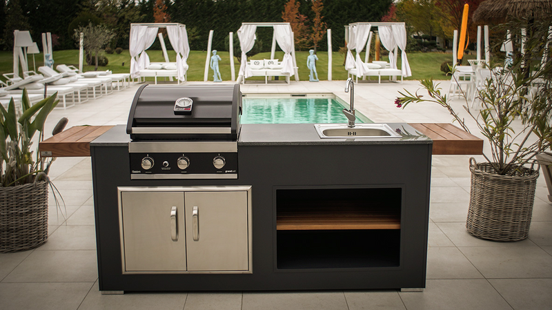 Grillandia Outdoor Kitchen Grandhall Maxim 4 Burner, Sink and Weather Cover - 2M