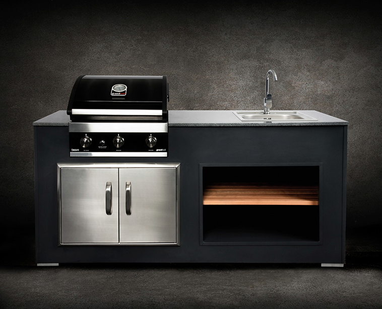 Grillandia Outdoor Kitchen Grandhall Maxim 4 Burner, Sink and Weather Cover - 2M