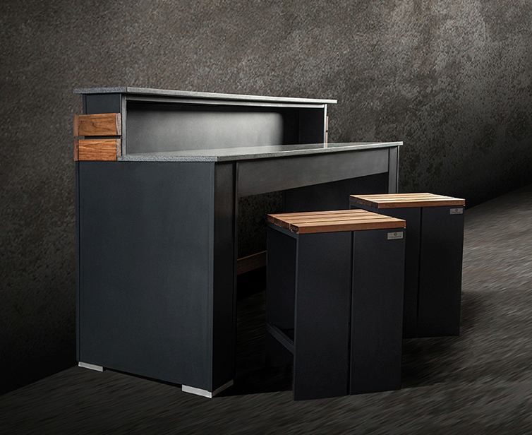 Grillandia Outdoor Bar with Stools and Weather Cover - 2M