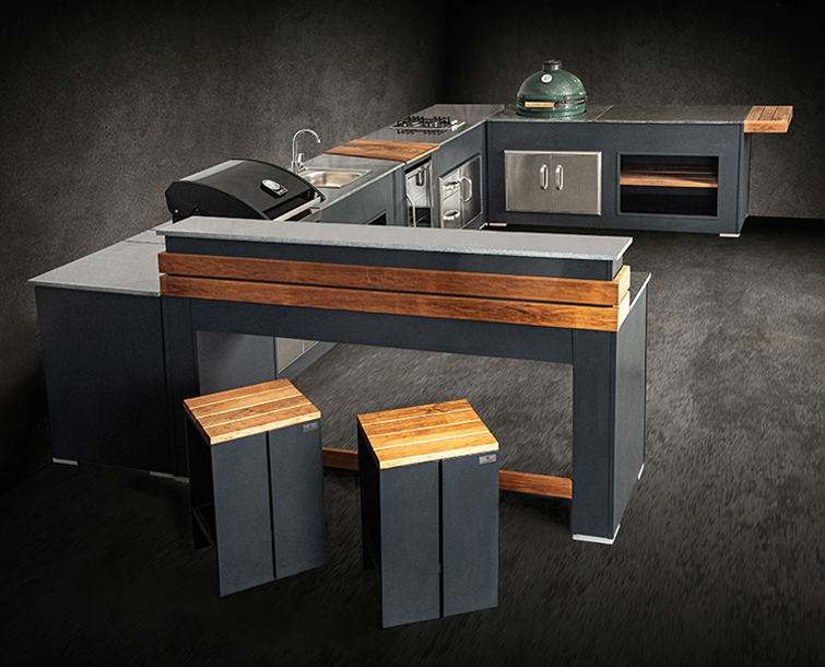 Grillandia Outdoor Bar with Stools and Weather Cover - 2M