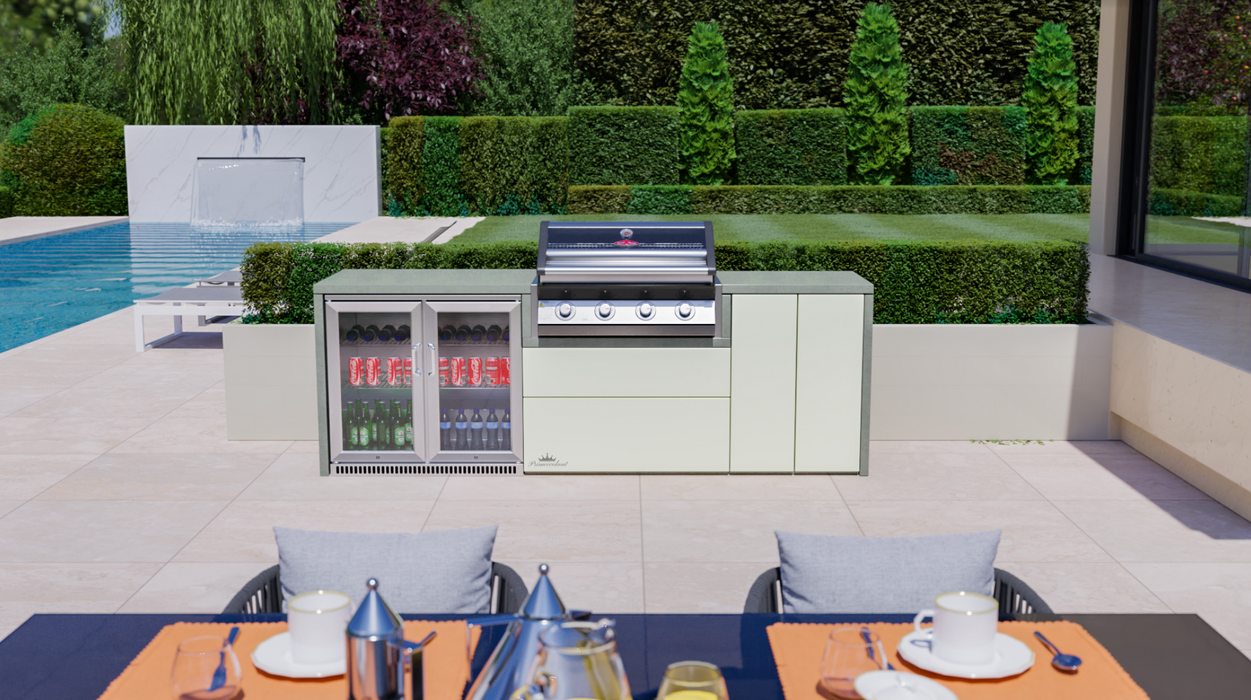 BeefEater Harmony Outdoor Kitchen with 1600S 4 Burner Gas BBQ and Double Fridge