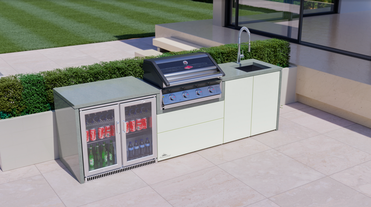 BeefEater Harmony Outdoor Kitchen with 1600S 4 Burner Gas BBQ, Double Fridge and Sink