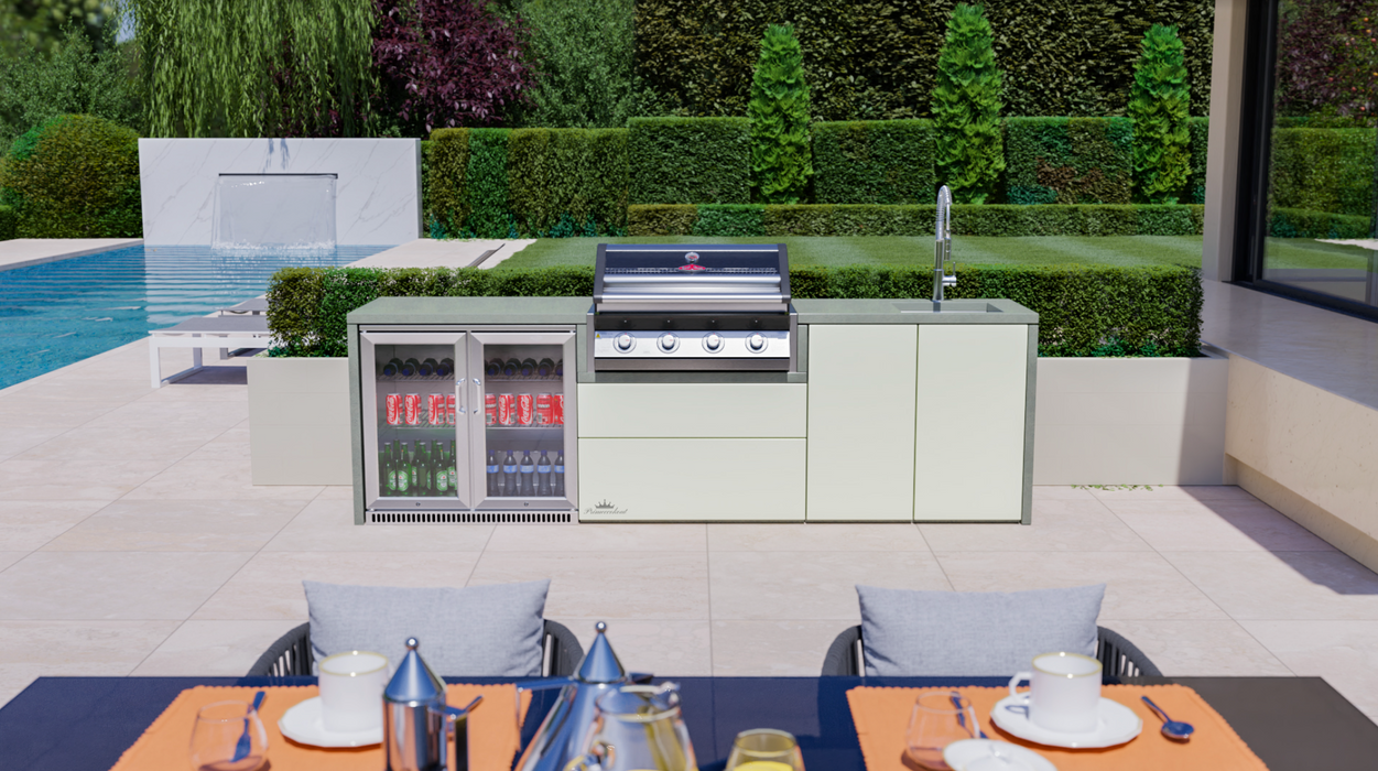 BeefEater Outdoor Kitchen with 1600S 4 Burner Gas BBQ, Double Fridge and Sink