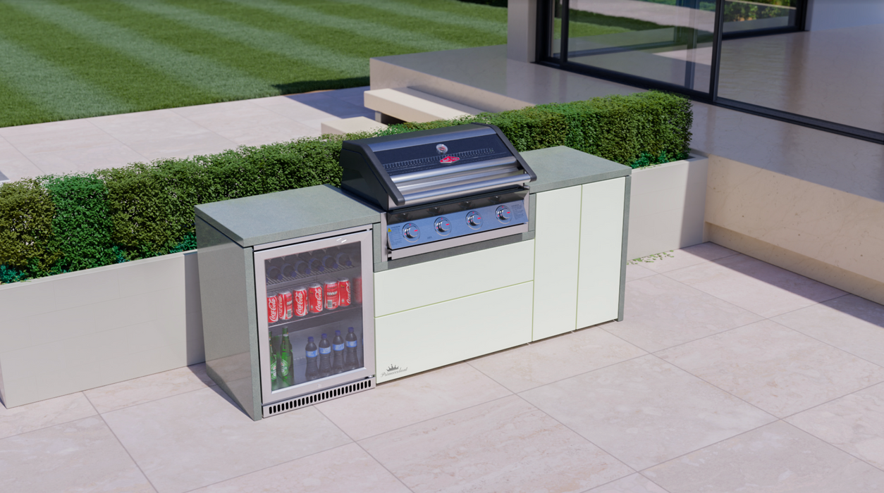 BeefEater Harmony Outdoor Kitchen with 1600S 4 Burner Gas BBQ and Single Fridge