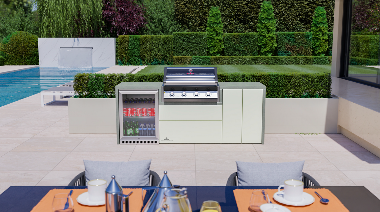 BeefEater Harmony Outdoor Kitchen with 1600S 4 Burner Gas BBQ and Single Fridge