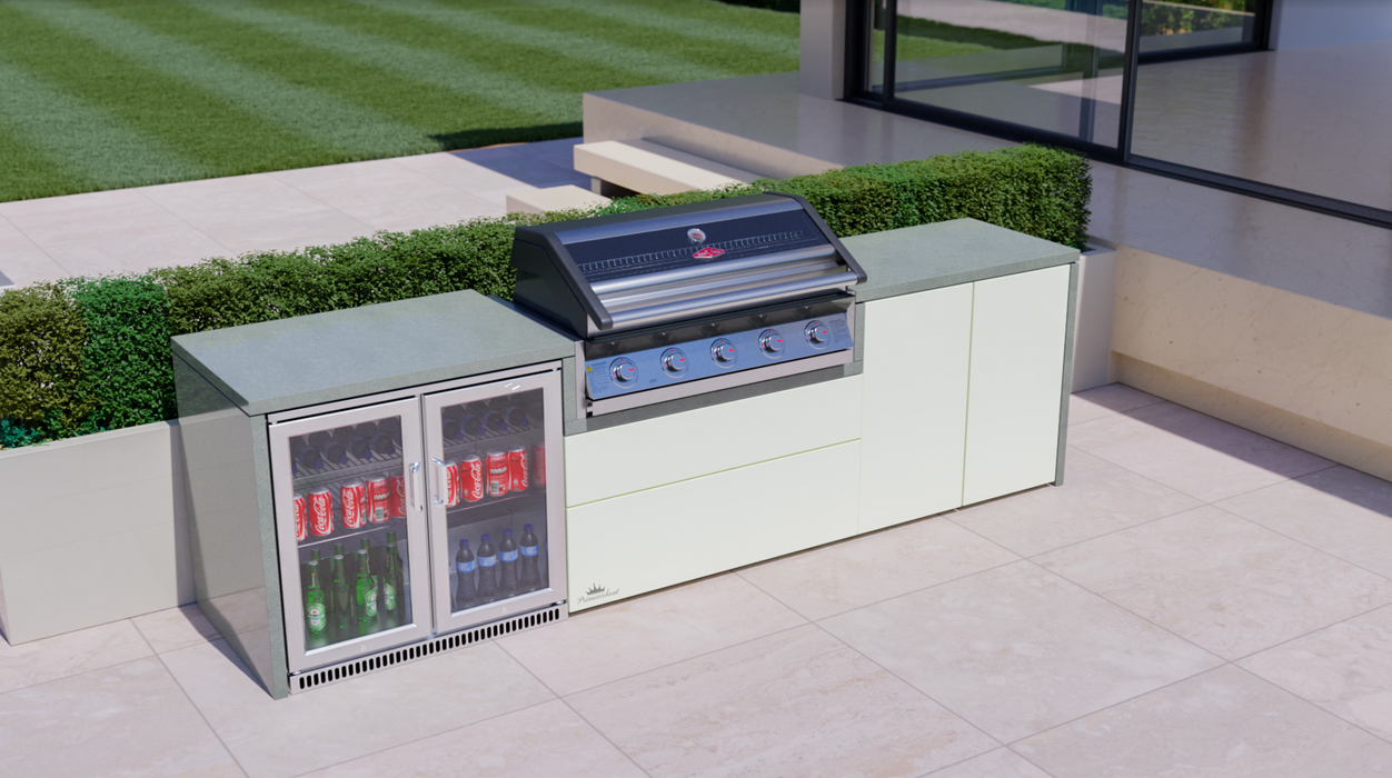 BeefEater Harmony Outdoor Kitchen with 1600S 5 Burner Gas BBQ and Double Fridge