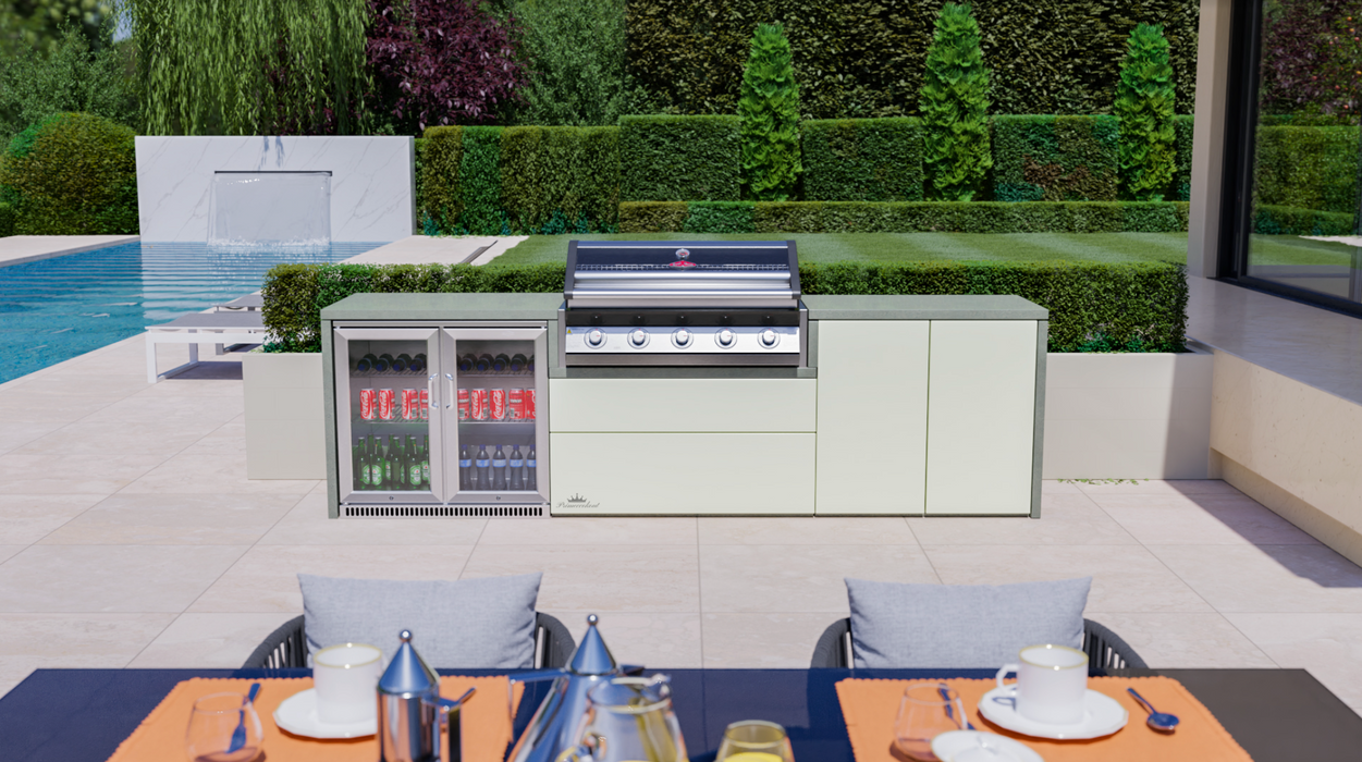 BeefEater Harmony Outdoor Kitchen with 1600S 5 Burner Gas BBQ and Double Fridge