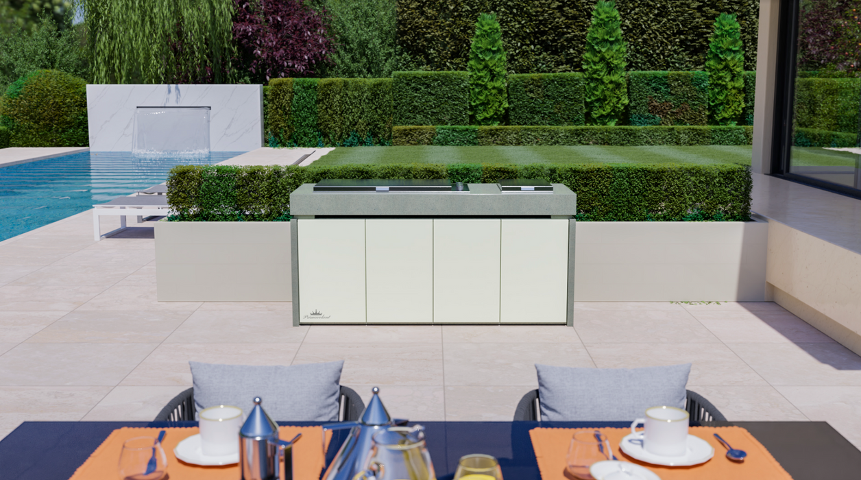 The Harmony Proline Flat lid 6 Burner Outdoor Kitchen + Cover